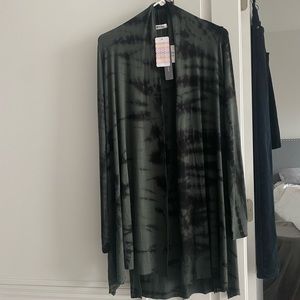 NWT Tie-Dye Cardigan Black & Dark Green Evereve